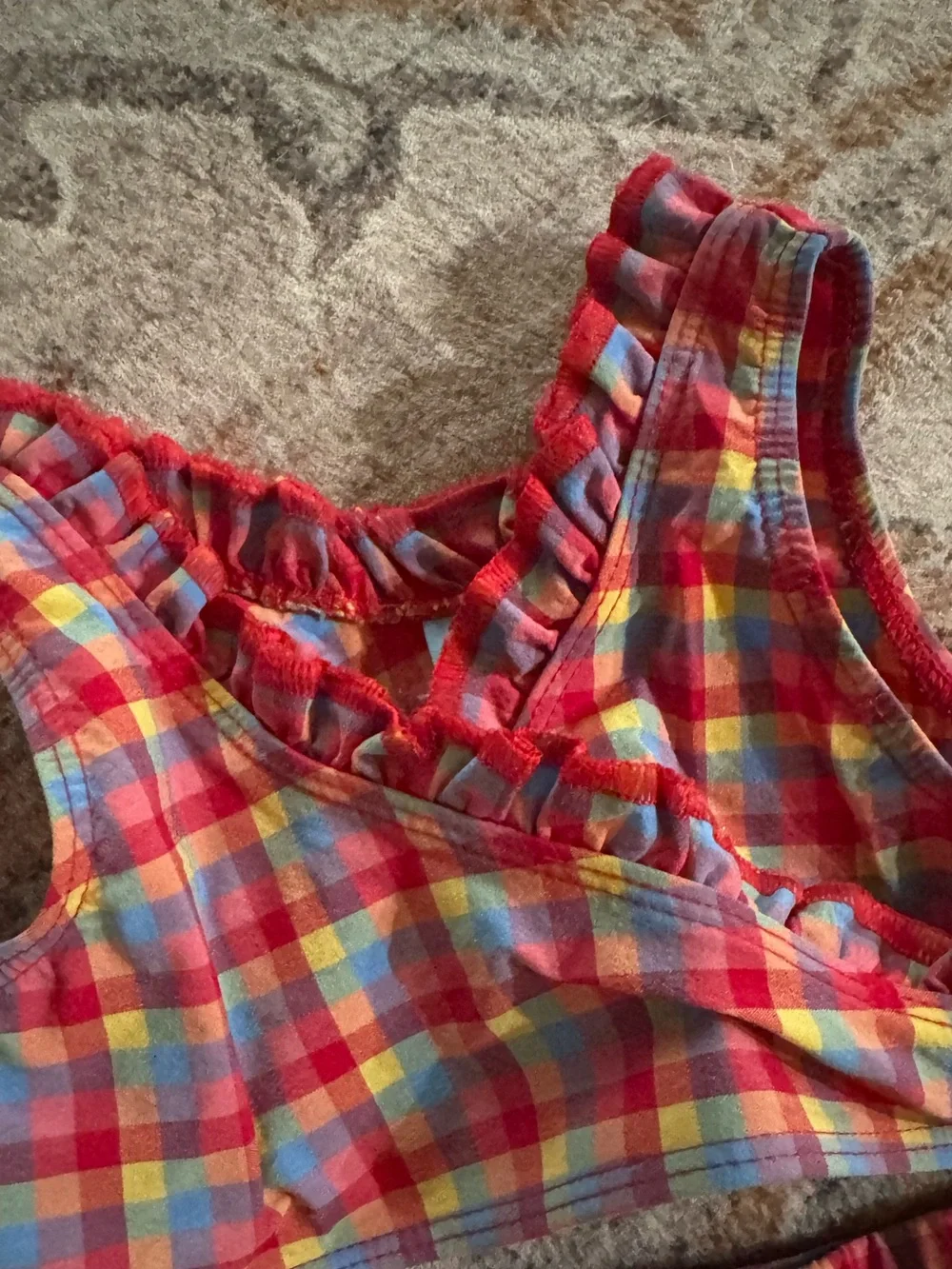 Old Navy Red Yellow Blue Plaid Girls Matching Set